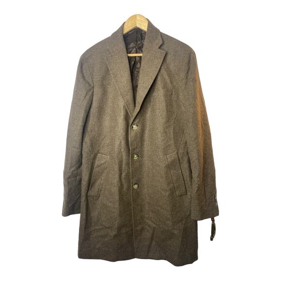 Massimo Dutti Mid Length Brown Button Closure Wool Coat Men's US 42 - Picture 1 of 12